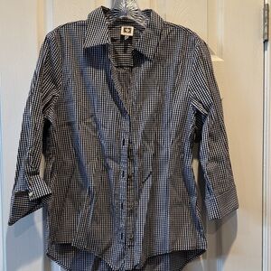 Anne Klein Black and White Checkered Button Down Shirt